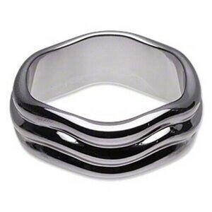 Art Deco New Wave Gunmetal Gray Wavy Acrylic Bangle Bracelet